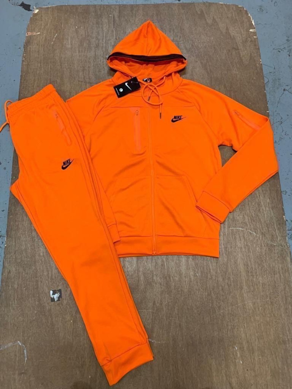 Nike Orange Hooded Zip Jacket and Joggers Set